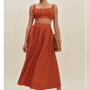 Reformation Shannon Linen Two Piece Orange - Size 2